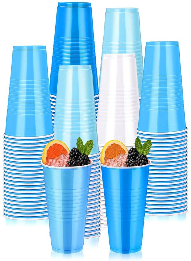 Afarnook 150 Pcs 12oz Plastic Cups Bulk Blue Disposable Party Cups Supplies for Birthday Wedding Graduation Halloween Thanksgiving Christmas Festival Family Gatherings Celebrations - Image 1